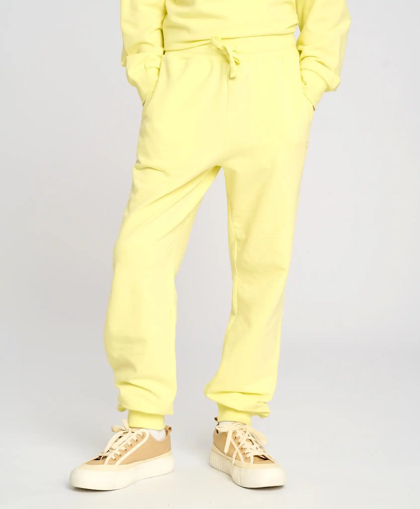 Joggeri de bază pentru copii, galbeni, cu talie elastică, Button Blue