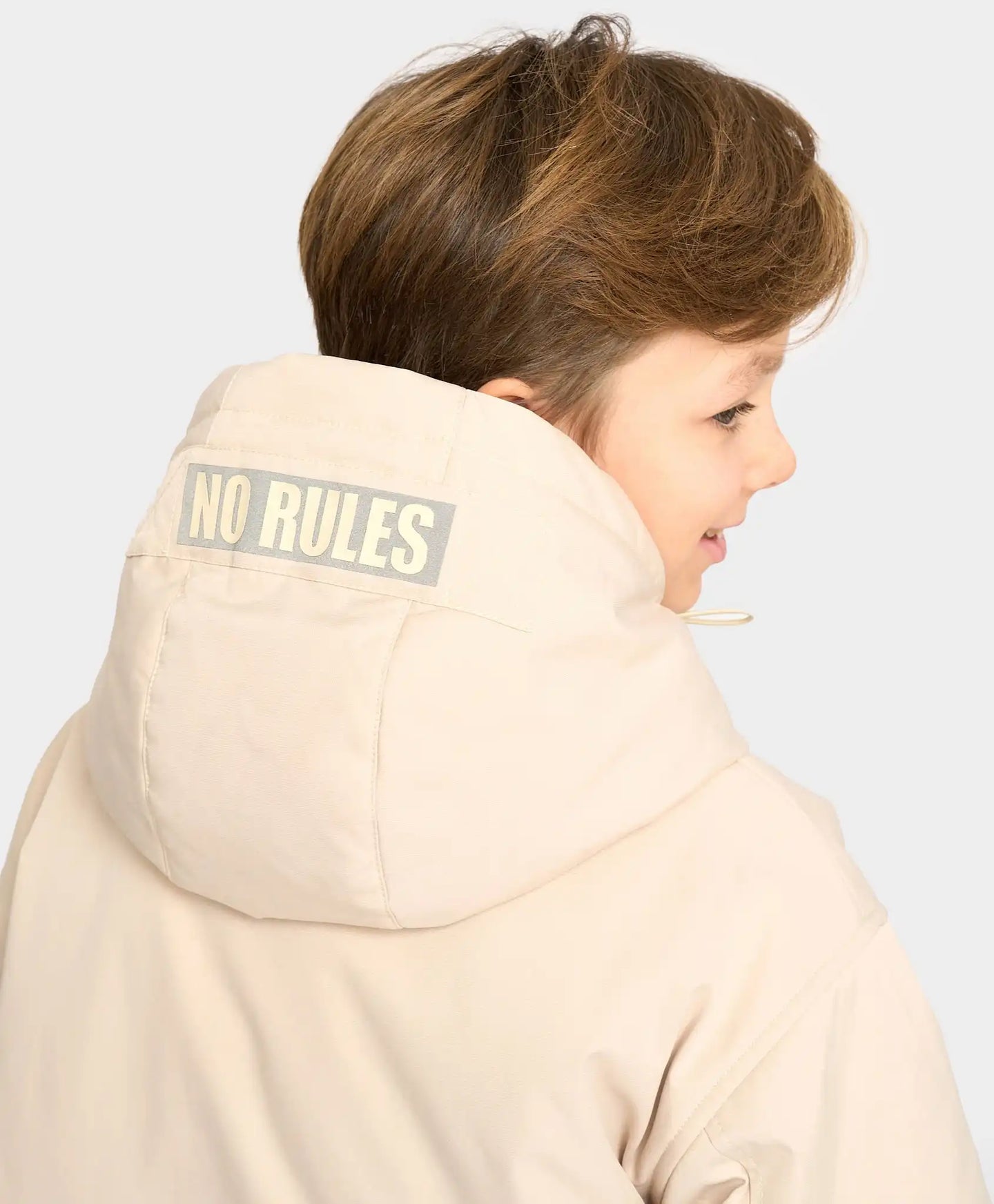 Parka pentru copii, sezon intermediar cu glugă, albă, Button Blue