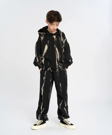 Joggeri pentru copii, negri, cu talie elastică și efect de spălare, Button Blue