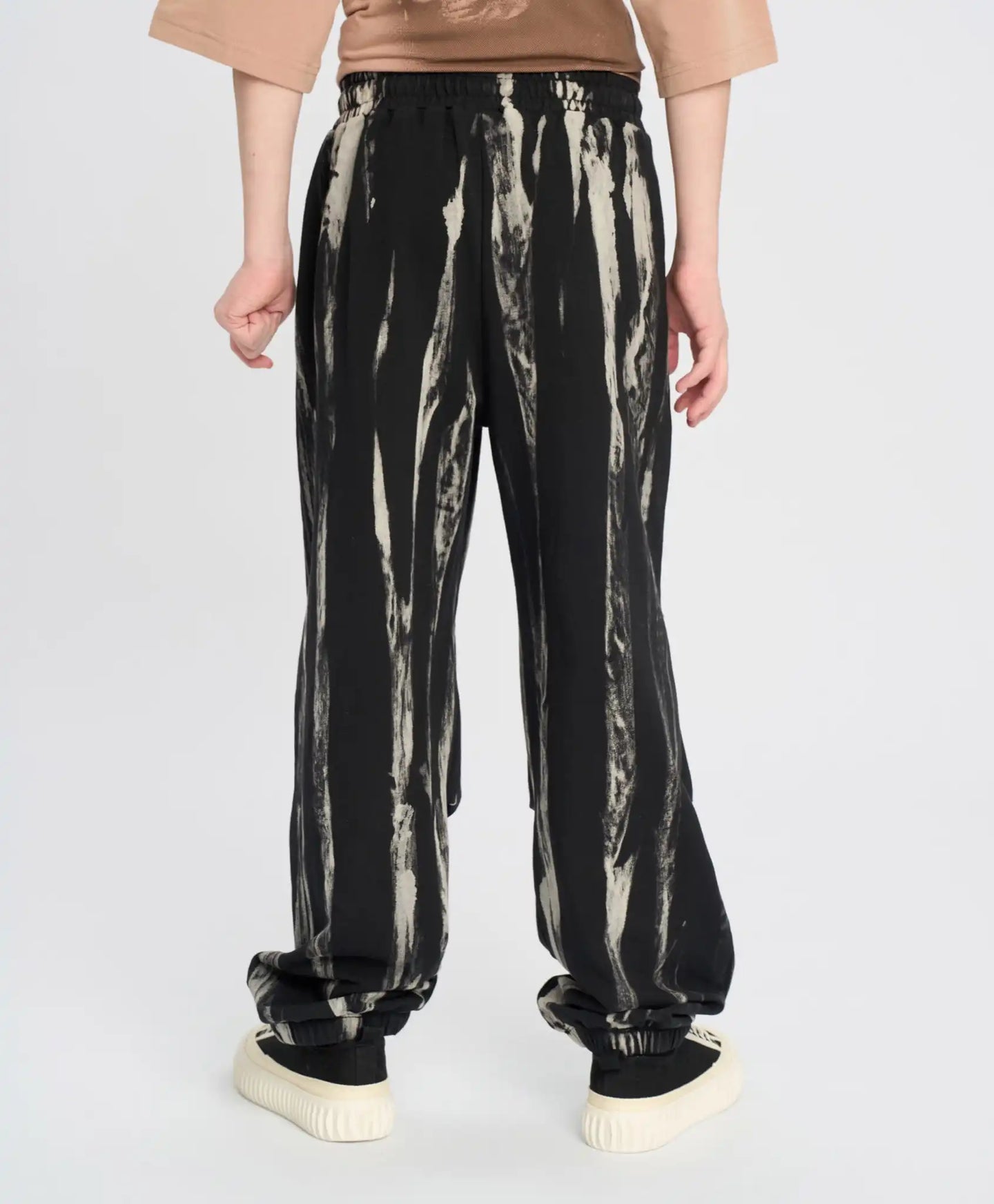 Joggeri pentru copii, negri, cu talie elastică și efect de spălare, Button Blue