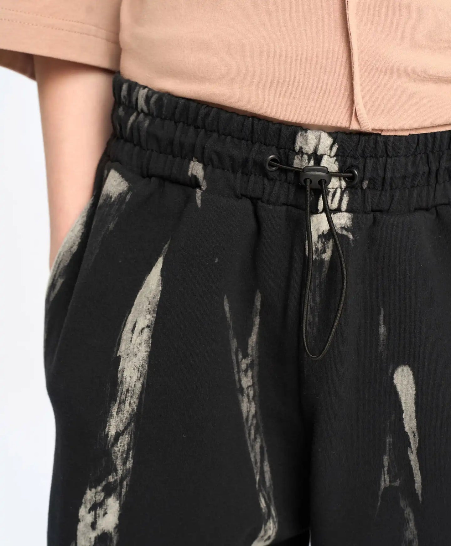 Joggeri pentru copii, negri, cu talie elastică și efect de spălare, Button Blue