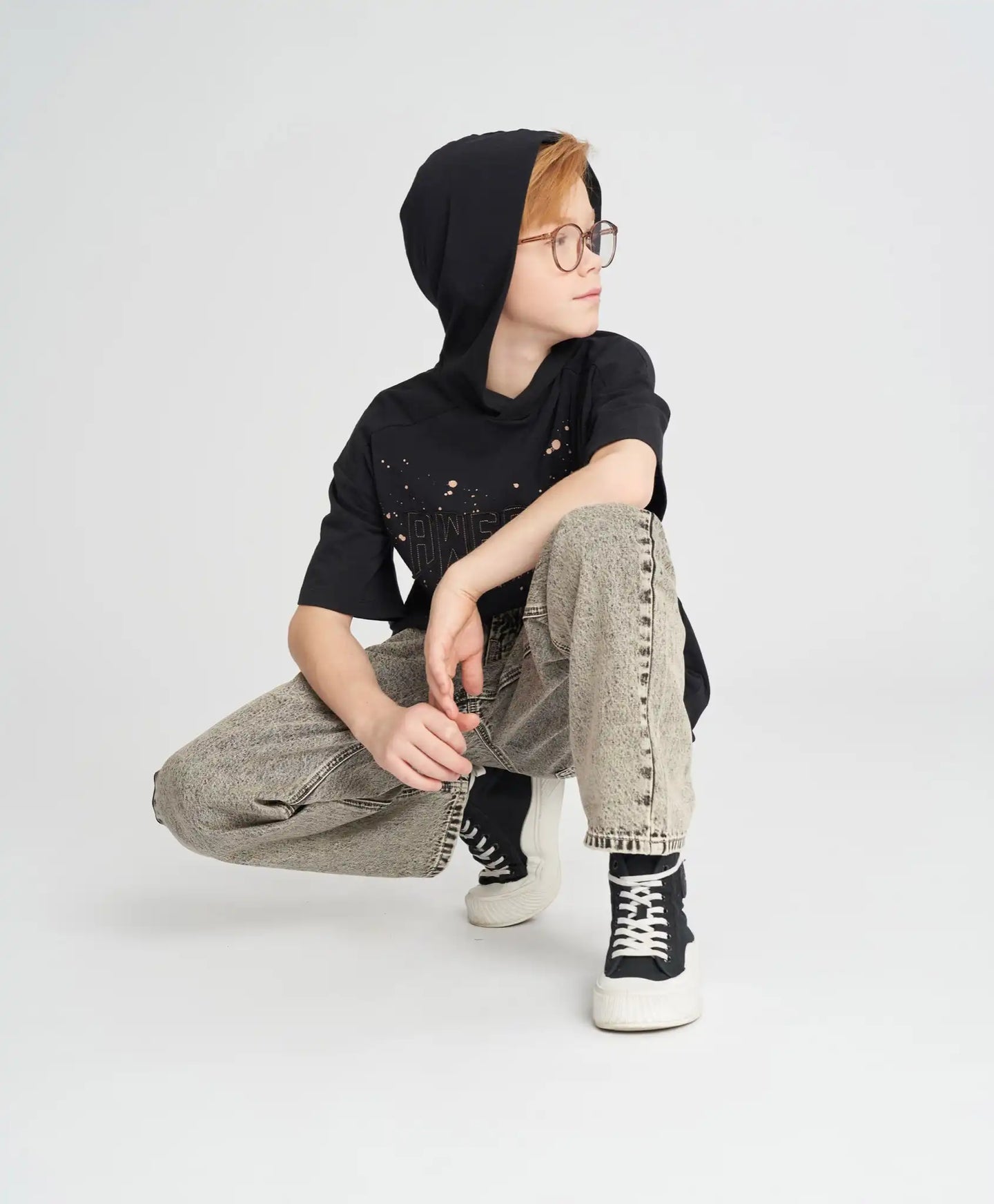 Blugi drepți pentru copii, gri, Button Blue