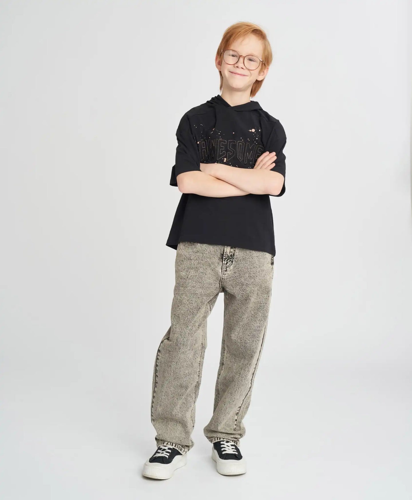 Blugi drepți pentru copii, gri, Button Blue