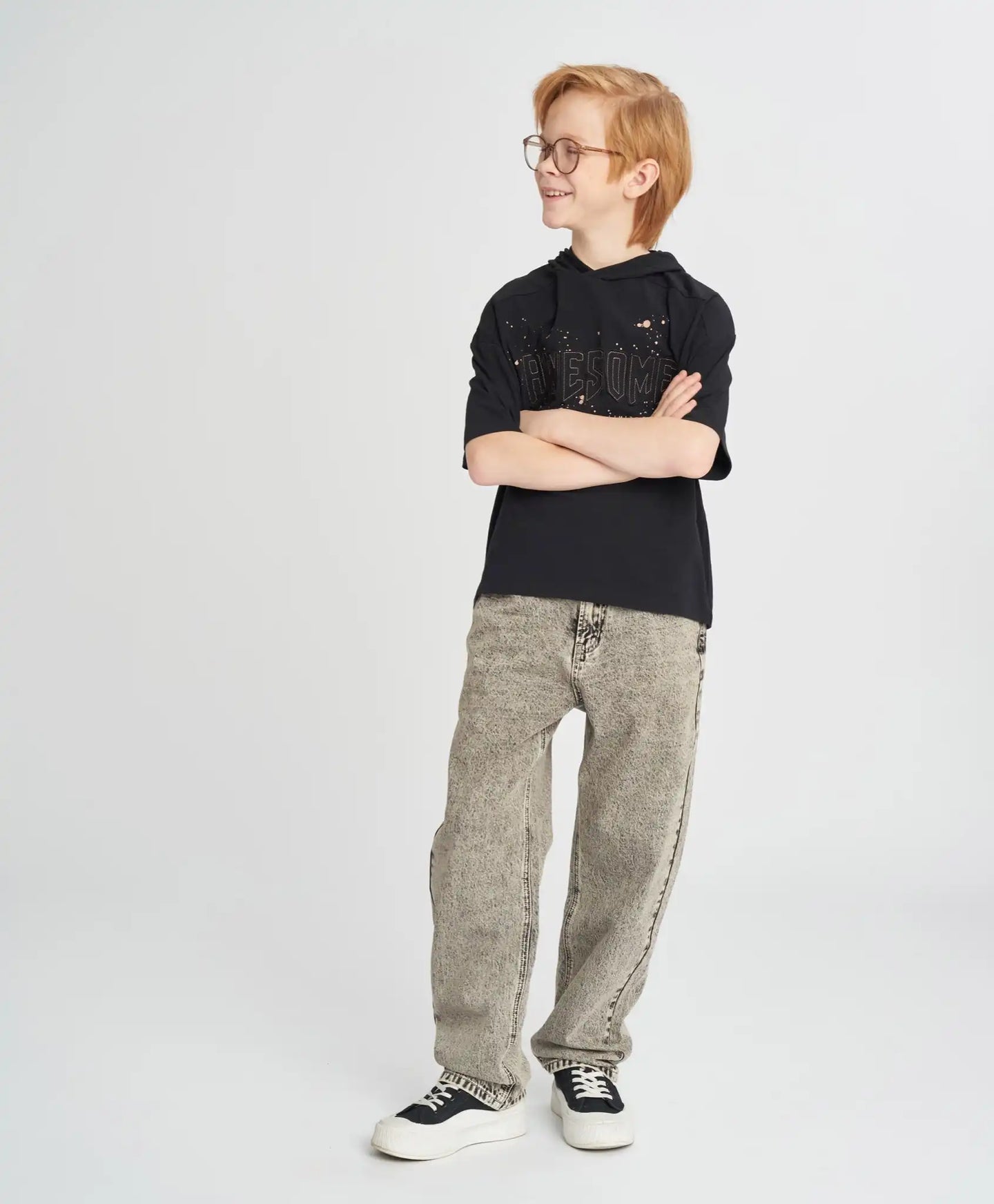 Blugi drepți pentru copii, gri, Button Blue