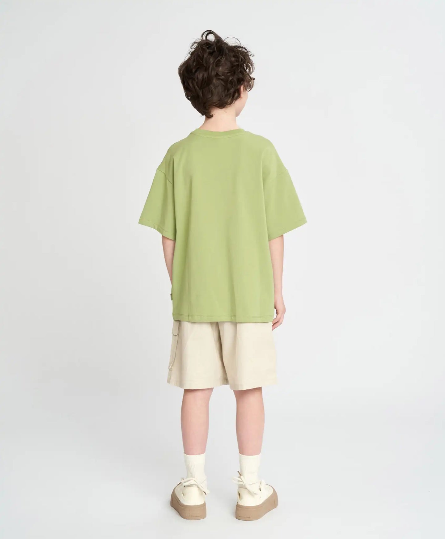 Tricou cu mânecă scurtă pentru băiat, verde, oversize, cu imprimeu, Button Blue