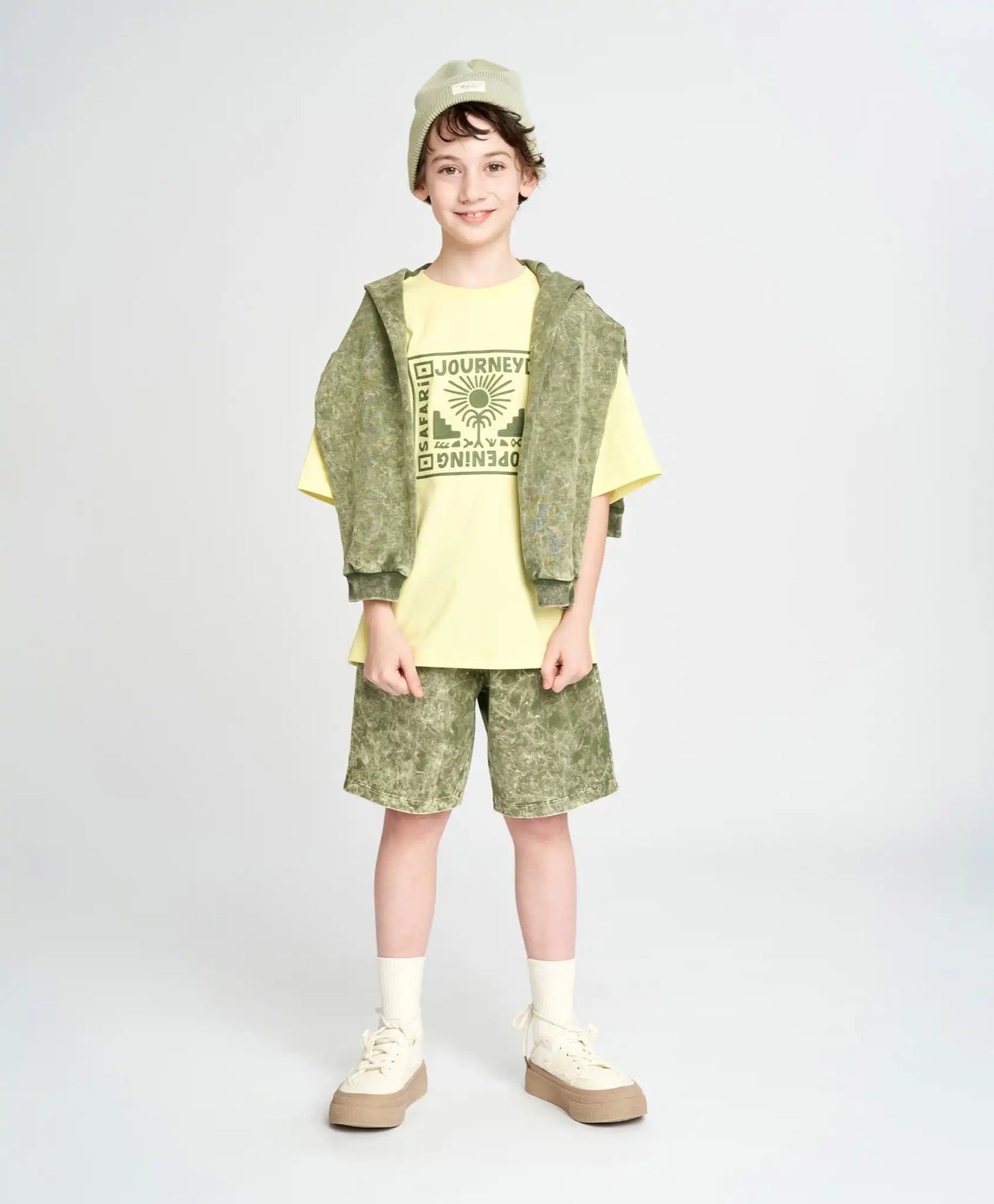 Tricou cu mânecă scurtă pentru băiat, galben, oversize, cu imprimeu, Button Blue