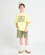Tricou cu mânecă scurtă pentru băiat, galben, oversize, cu imprimeu, Button Blue
