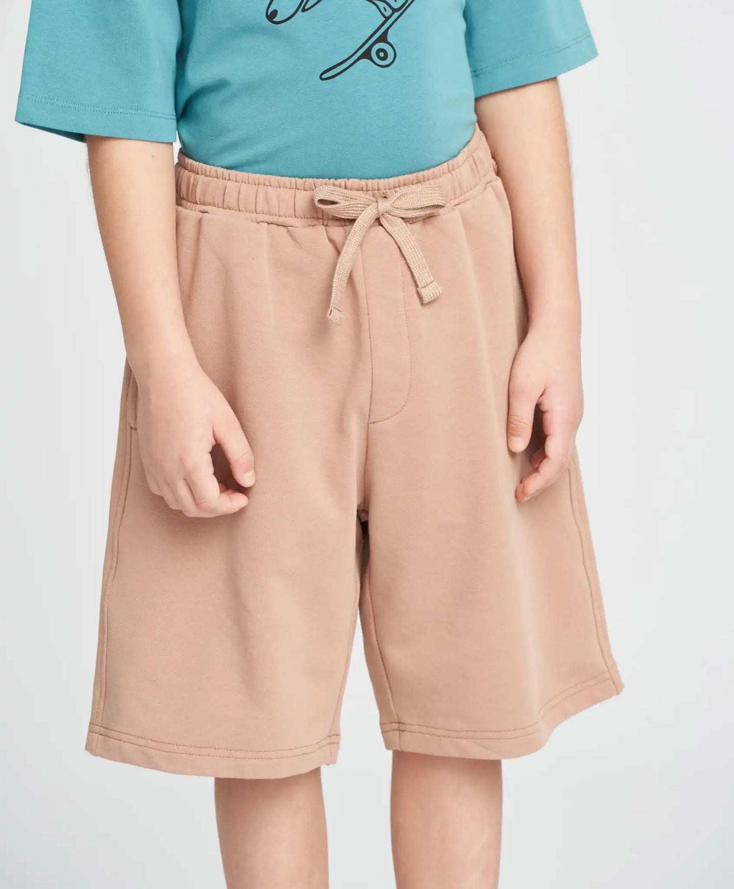 Pantaloni scurți tricot pentru copii, în nuanță de nisip, Button Blue