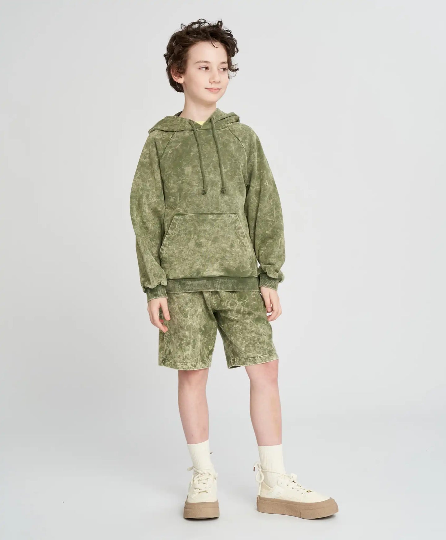 Pantaloni scurți pentru băiat, verzi, cu talie elastică, Button Blue