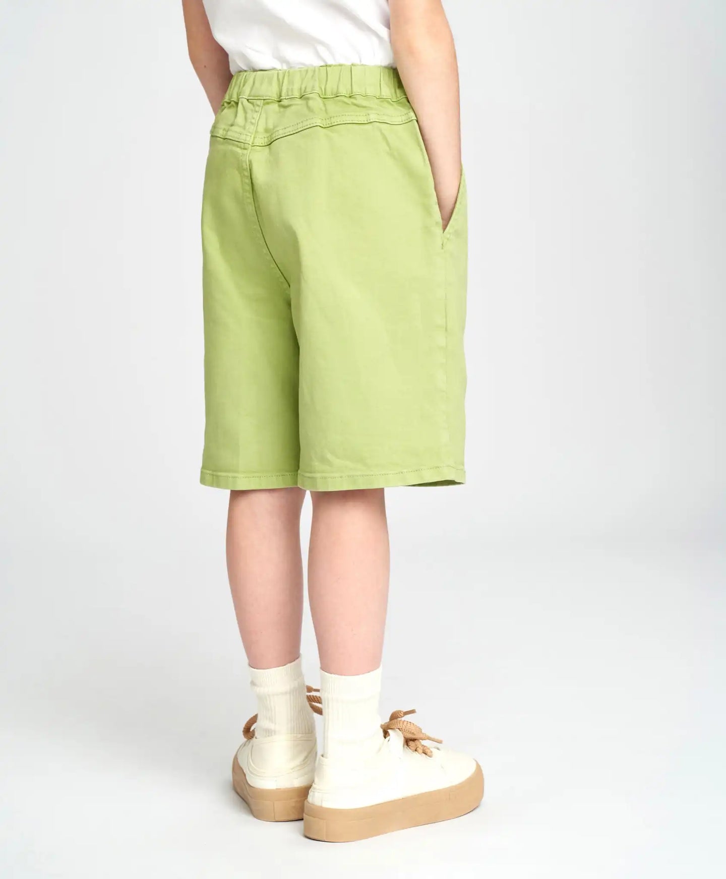 Pantaloni scurți pentru băiat, verzi, sub genunchi, cu talie elastică, Button Blue