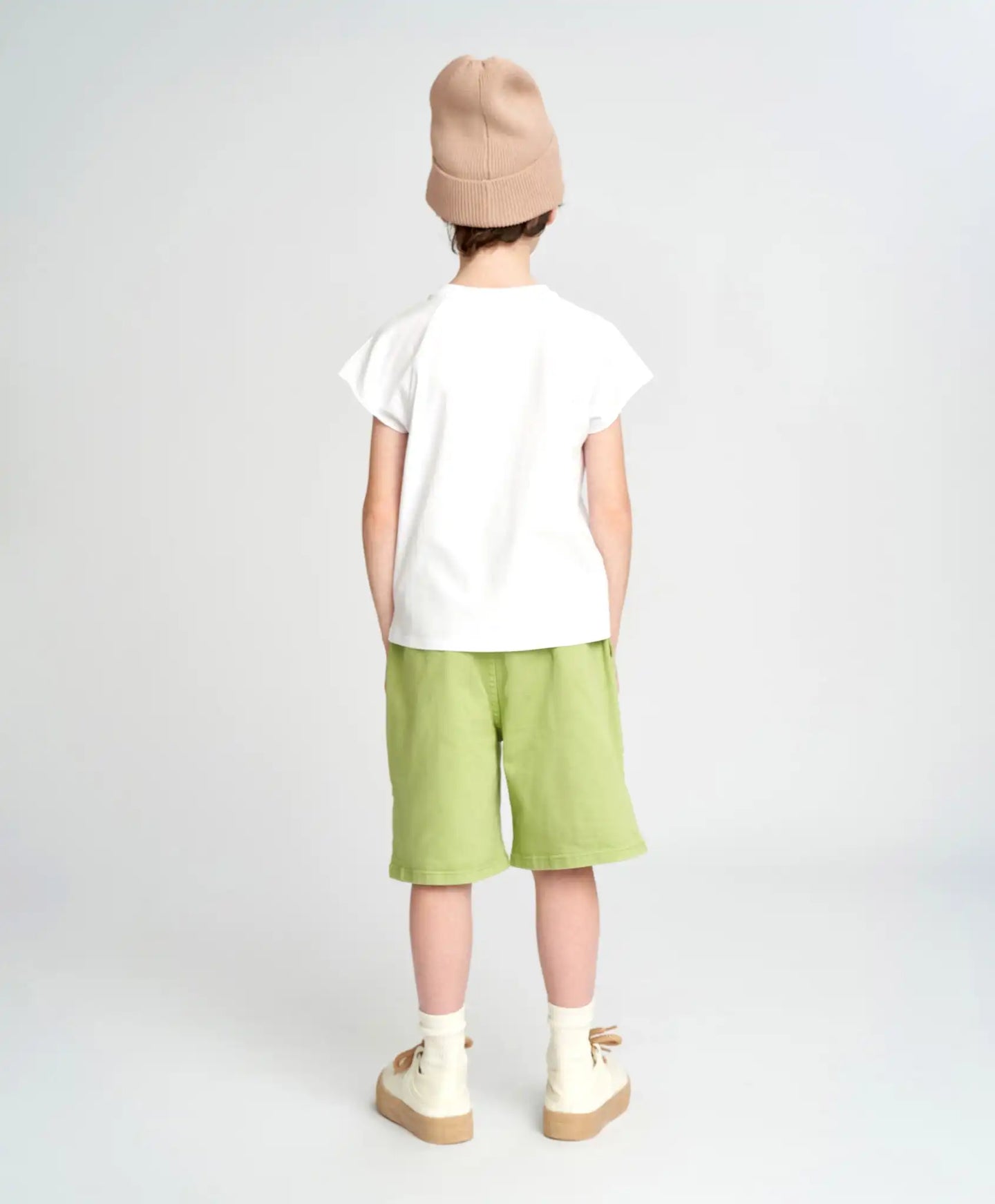 Pantaloni scurți pentru băiat, verzi, sub genunchi, cu talie elastică, Button Blue