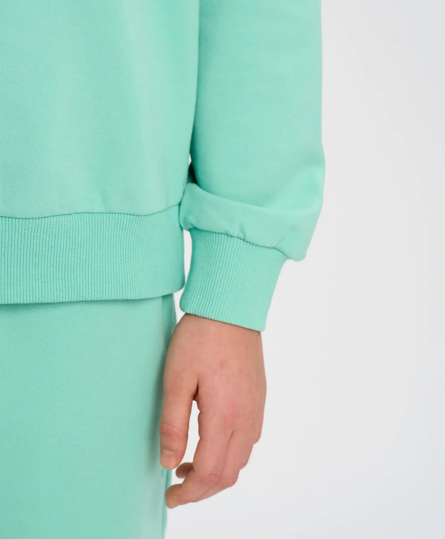 Hanorac de bază pentru copii cu glugă verde căptușit Button Blue