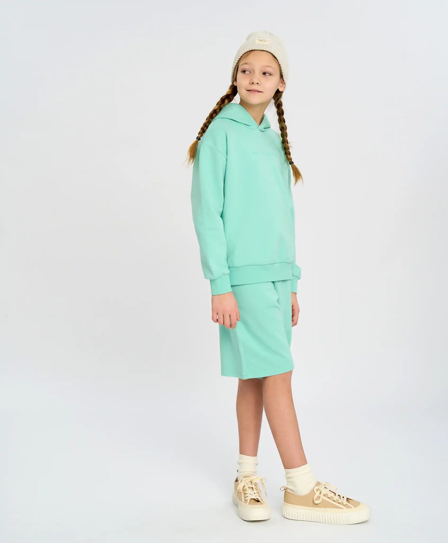 Pantaloni scurți drepți pentru copii, bazați, cu talie elastică, verzi, Button Blue