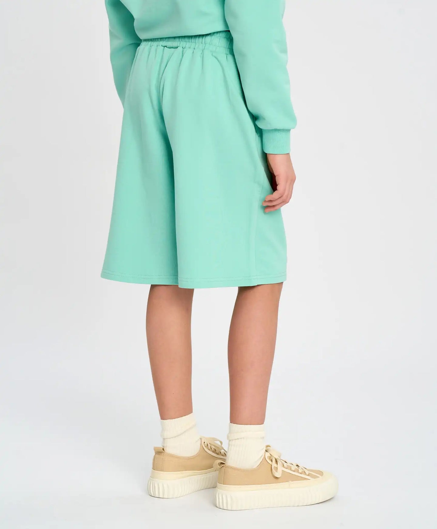 Pantaloni scurți drepți pentru copii, bazați, cu talie elastică, verzi, Button Blue