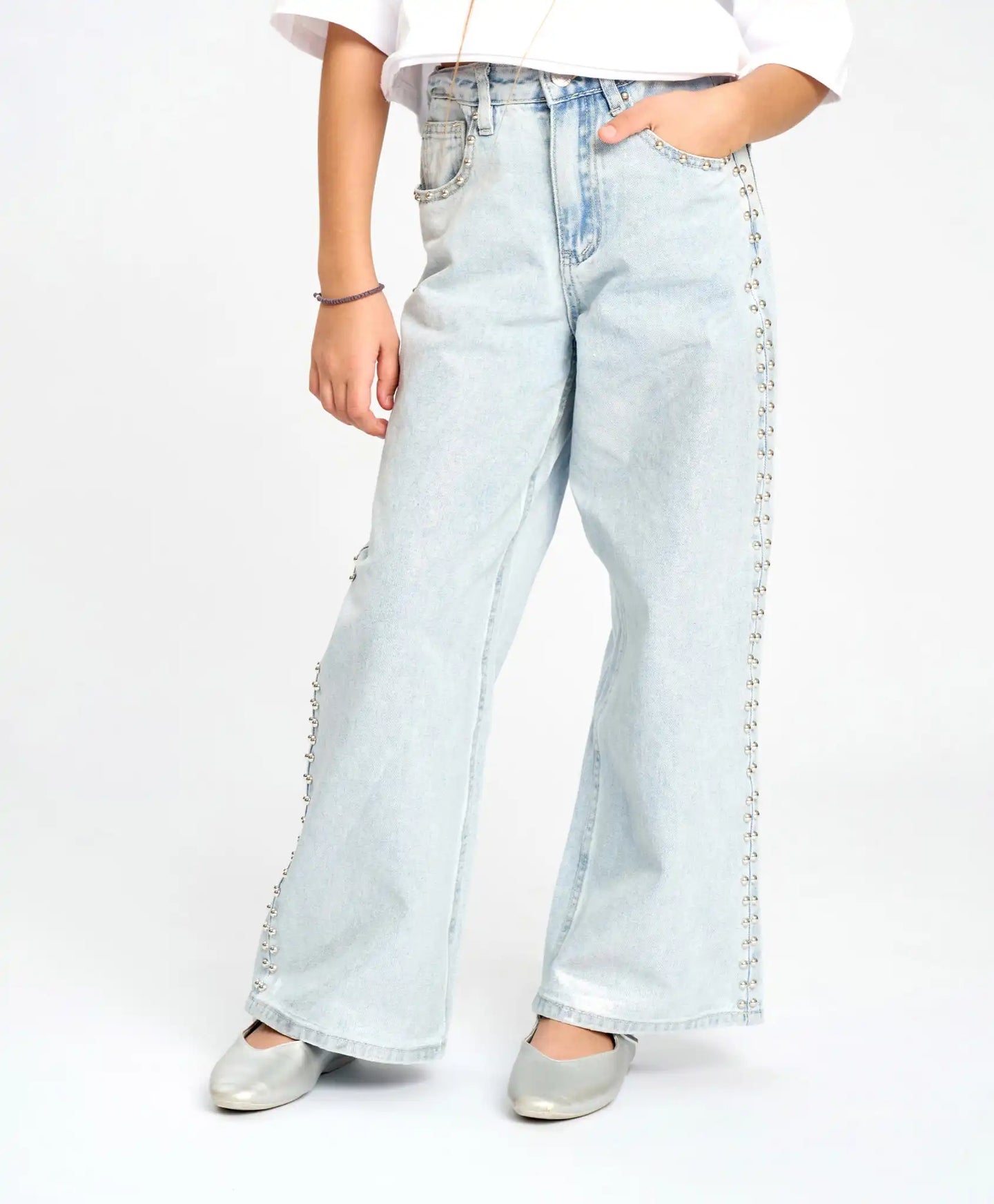 Blugi palazzo pentru fată, albaștri, Button Blue