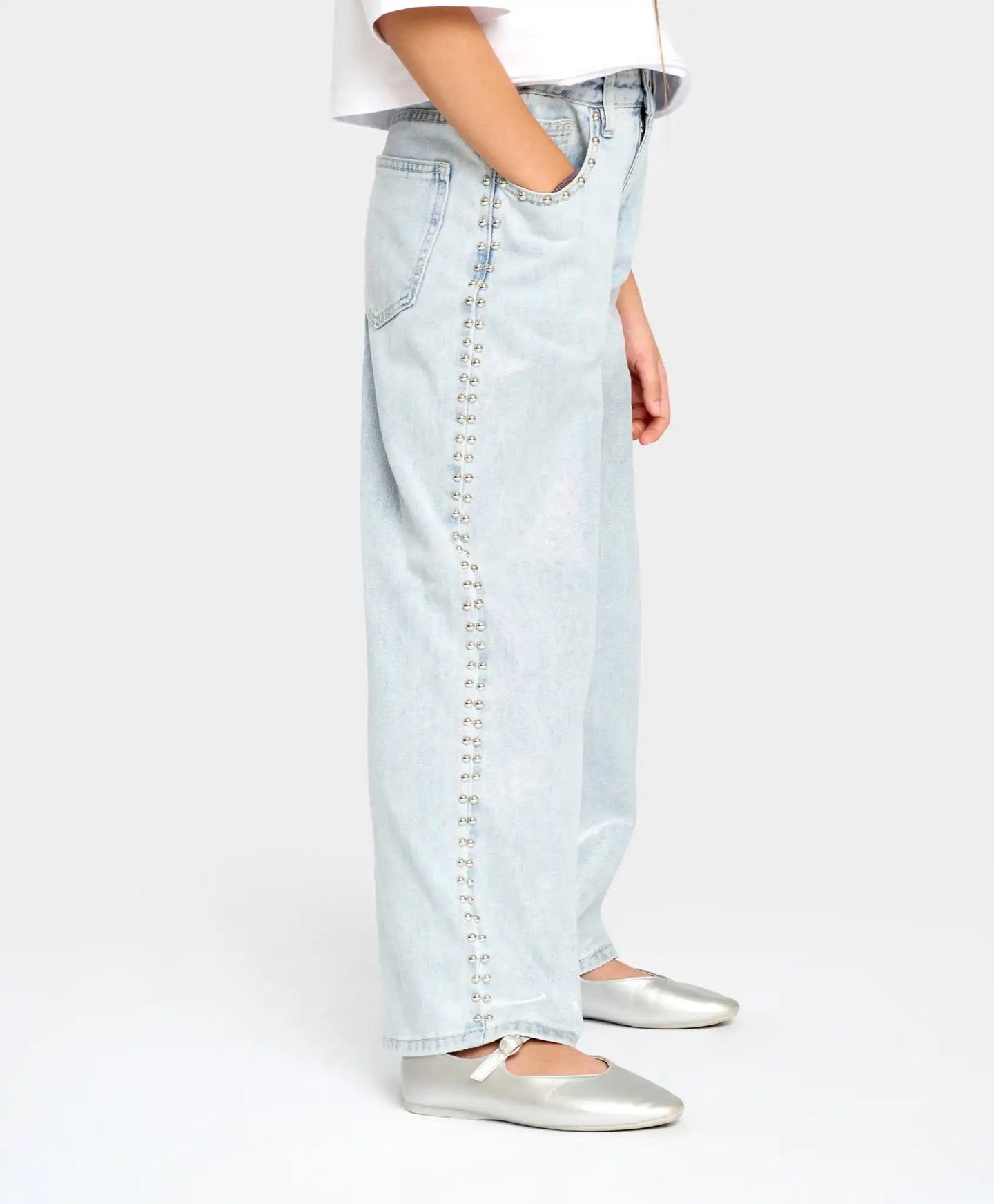 Blugi palazzo pentru fată, albaștri, Button Blue