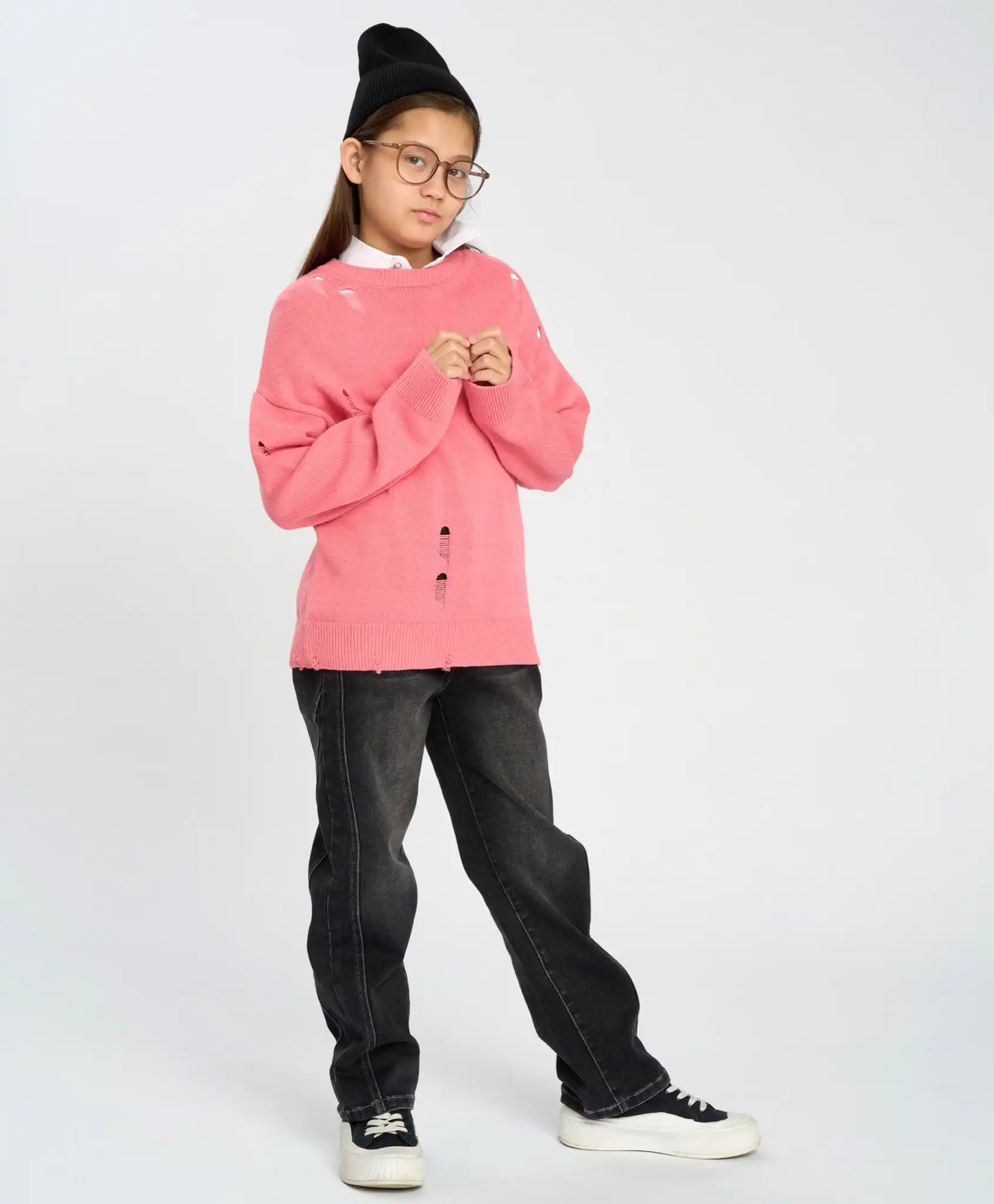 Blugi skinny pentru fată, gri, cu cusături laterale oblice, Button Blue