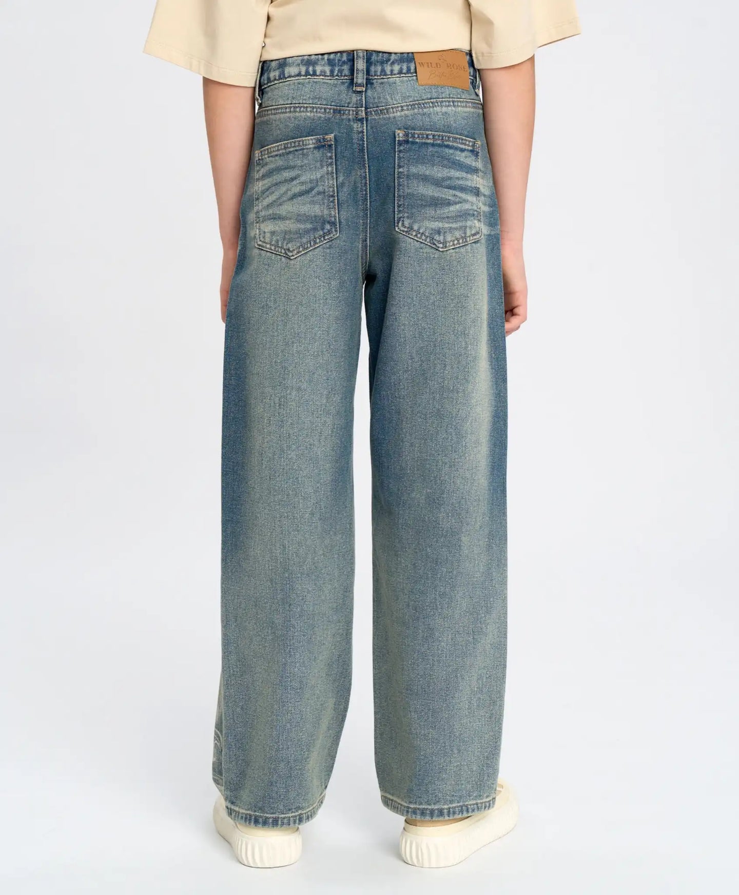 Blugi drepți pentru fată, albastru deschis, cu flori, Button Blue