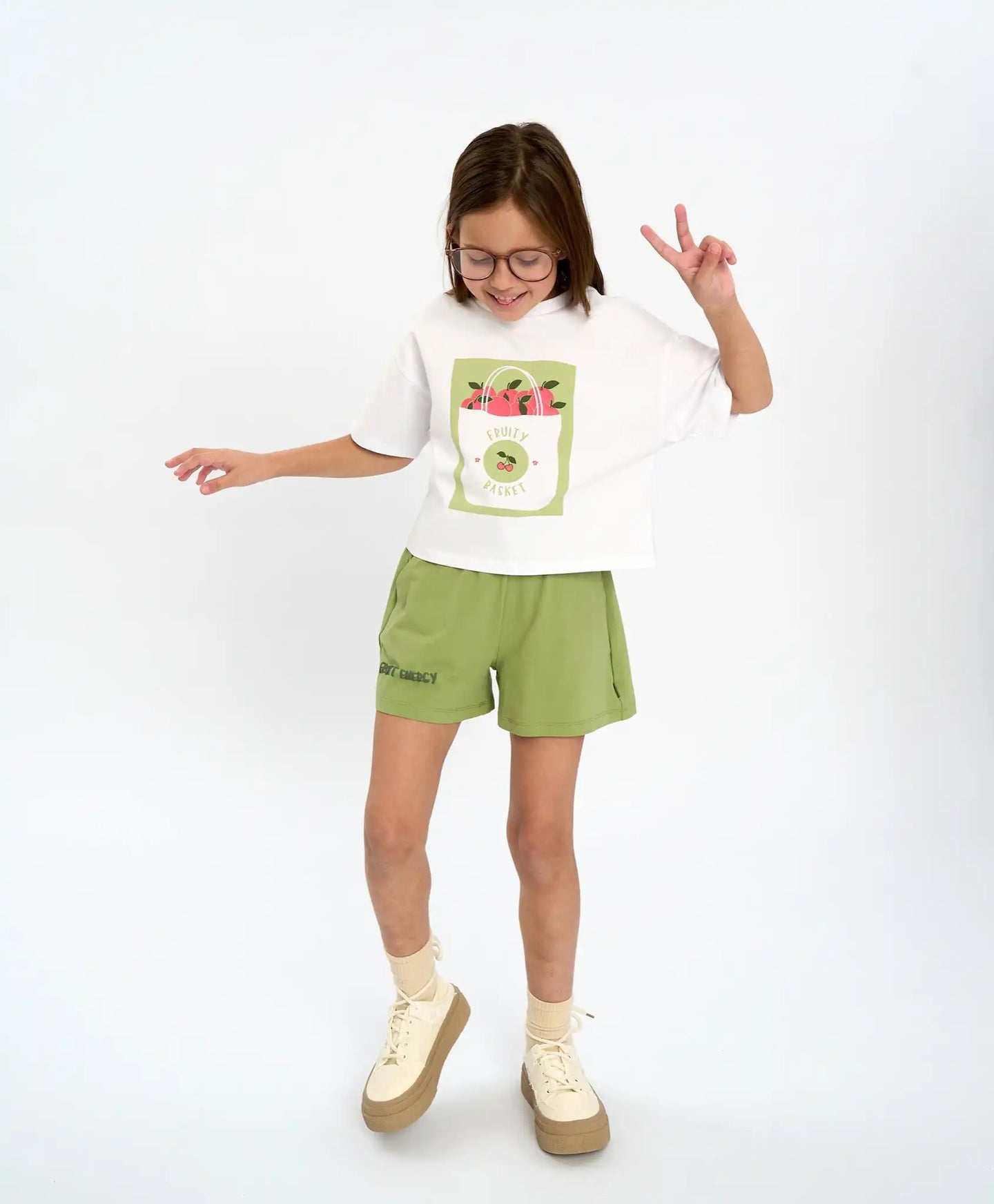 Tricou cu mânecă scurtă pentru fată, alb, oversize, cu imprimeu, Button Blue