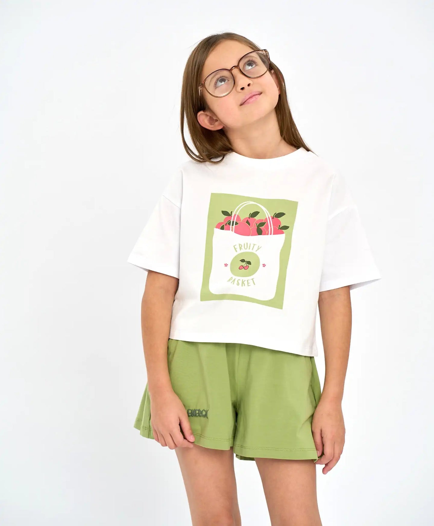 Tricou cu mânecă scurtă pentru fată, alb, oversize, cu imprimeu, Button Blue