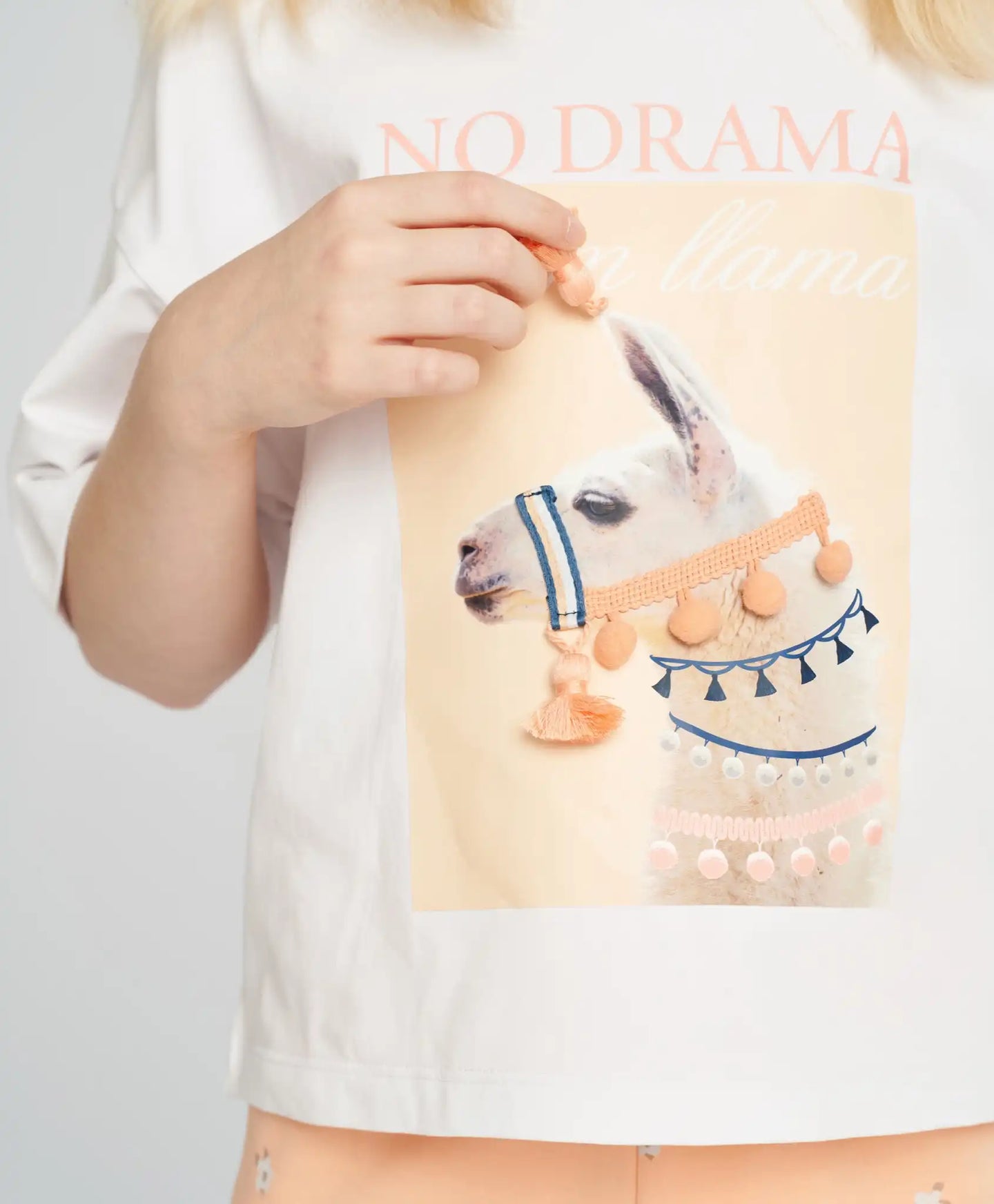 Crop-top tricou pentru fată, alb, cu mânecă scurtă și imprimeu, Button Blue