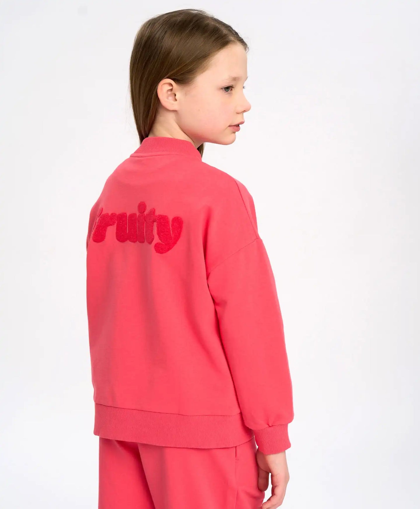 Bomber oversized pentru fete cu nasturi și imprimeu corai Button Blue