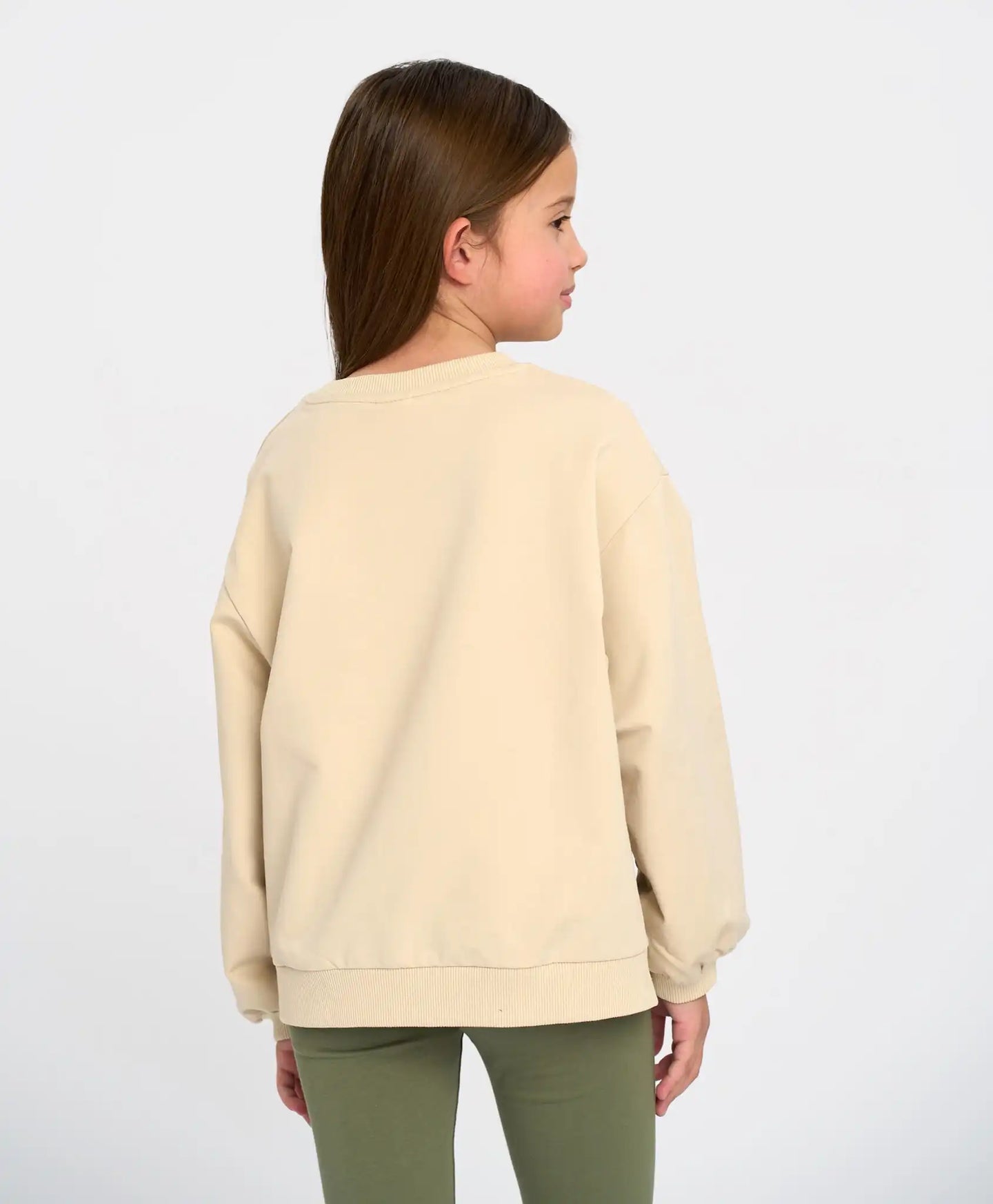 Hanorac oversized pentru copii alb-cremos cu imprimeu Button Blue