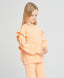 Hanorac pentru fete oversized portocaliu cu volane și imprimeu Button Blue