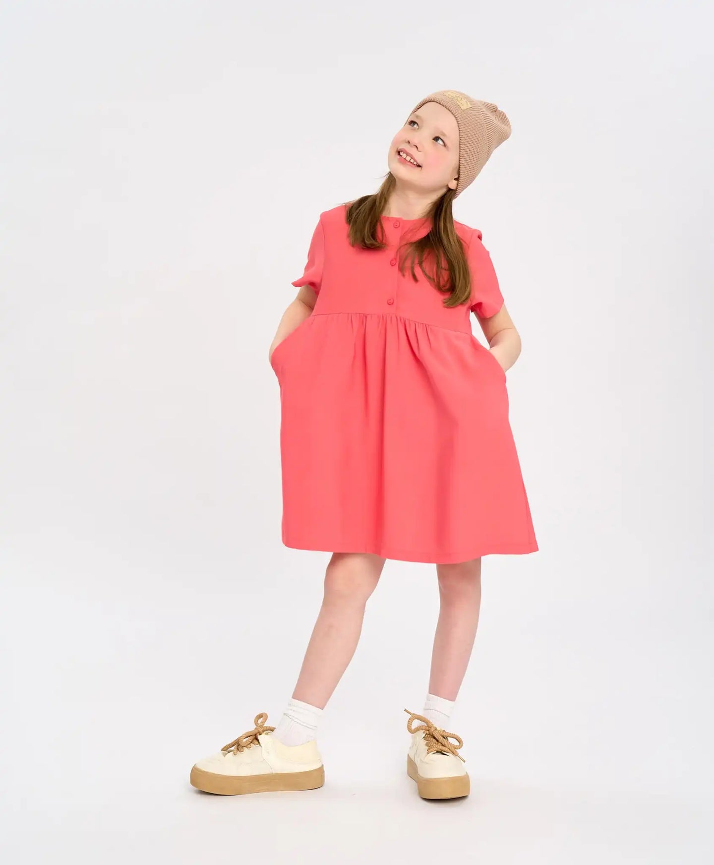 Rochie cu mâneci scurte pentru fete, corai, cu buzunare Button Blue