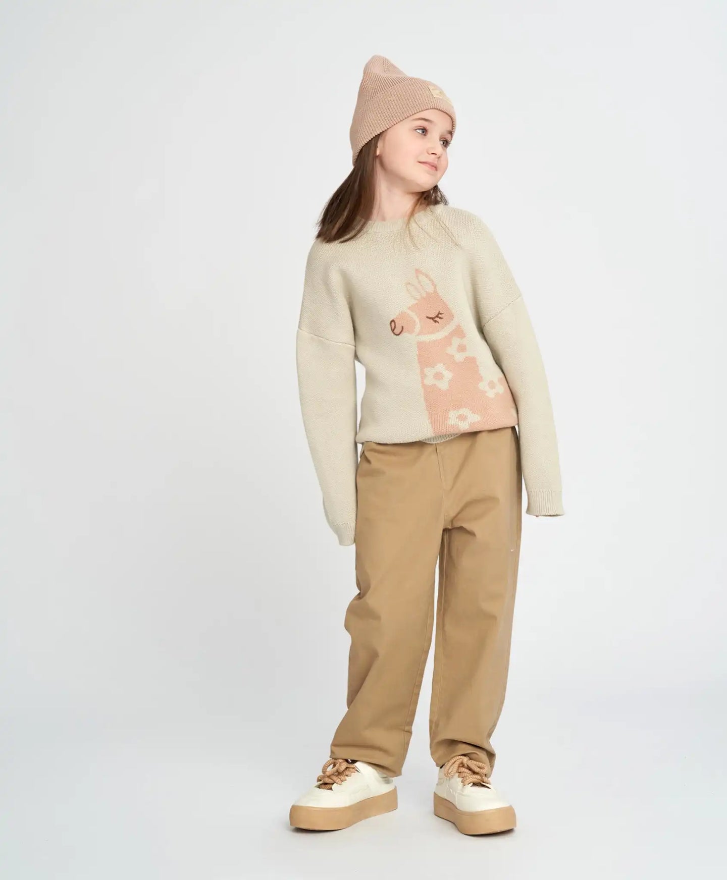 Pulover pentru fete gri oversized cu lama Button Blue