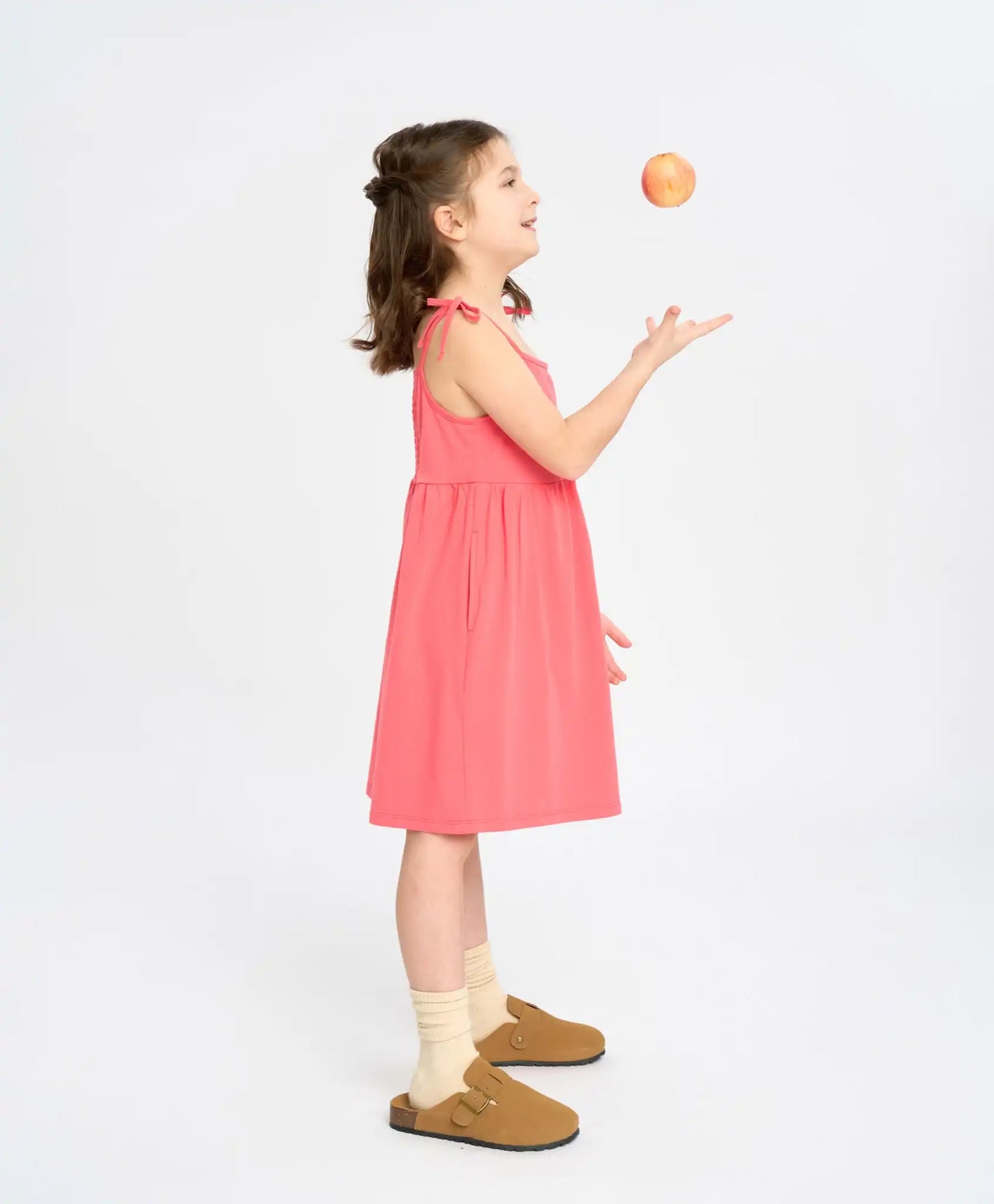 Sărafan pentru fete, corai, cu bretele subțiri și buzunare Button Blue