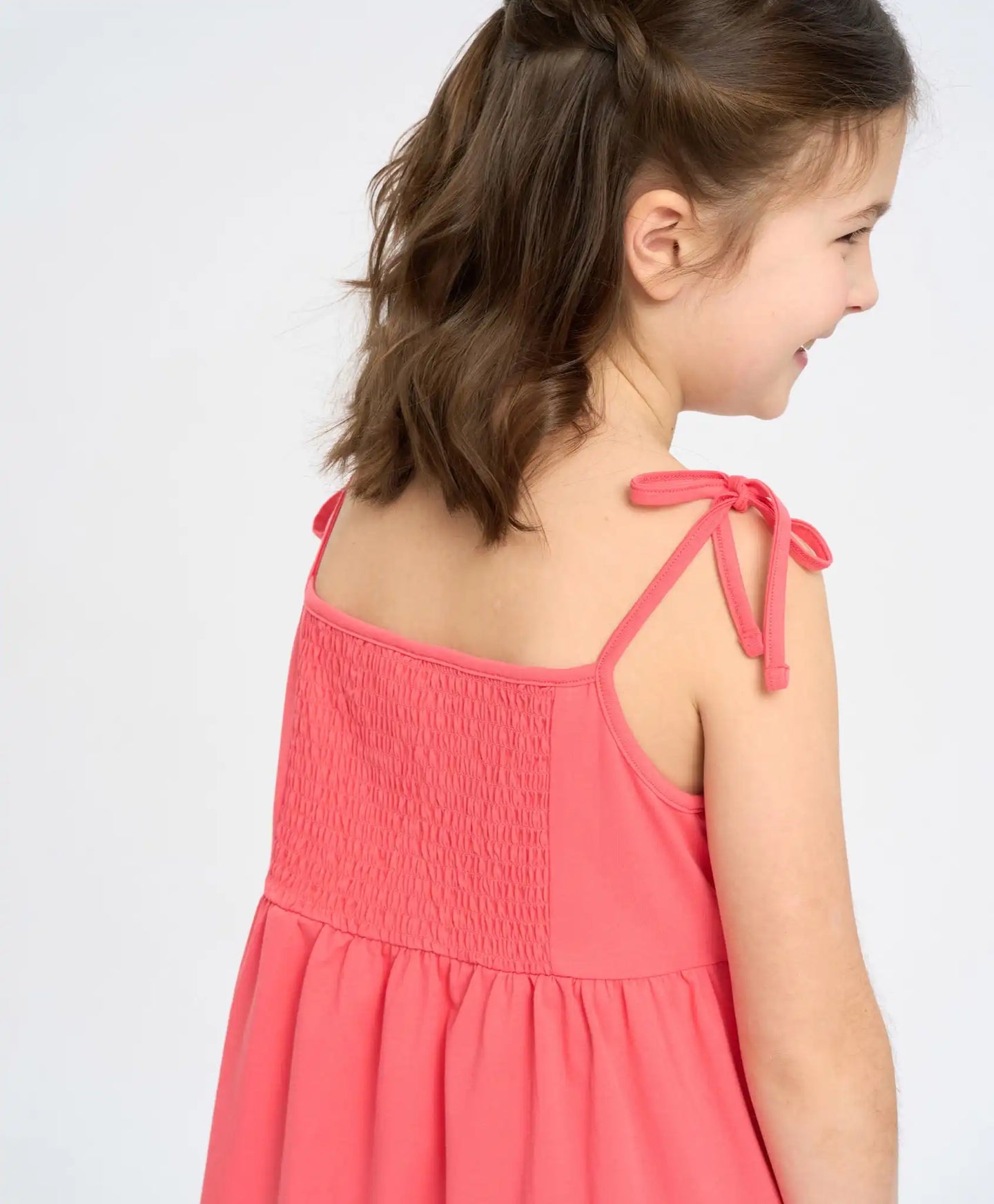 Sărafan pentru fete, corai, cu bretele subțiri și buzunare Button Blue