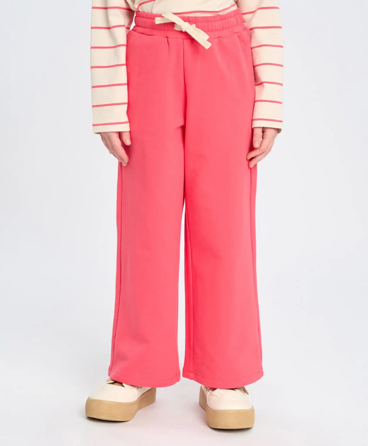 Pantaloni sport largi pentru fată, cu talie elastică, corai, Button Blue