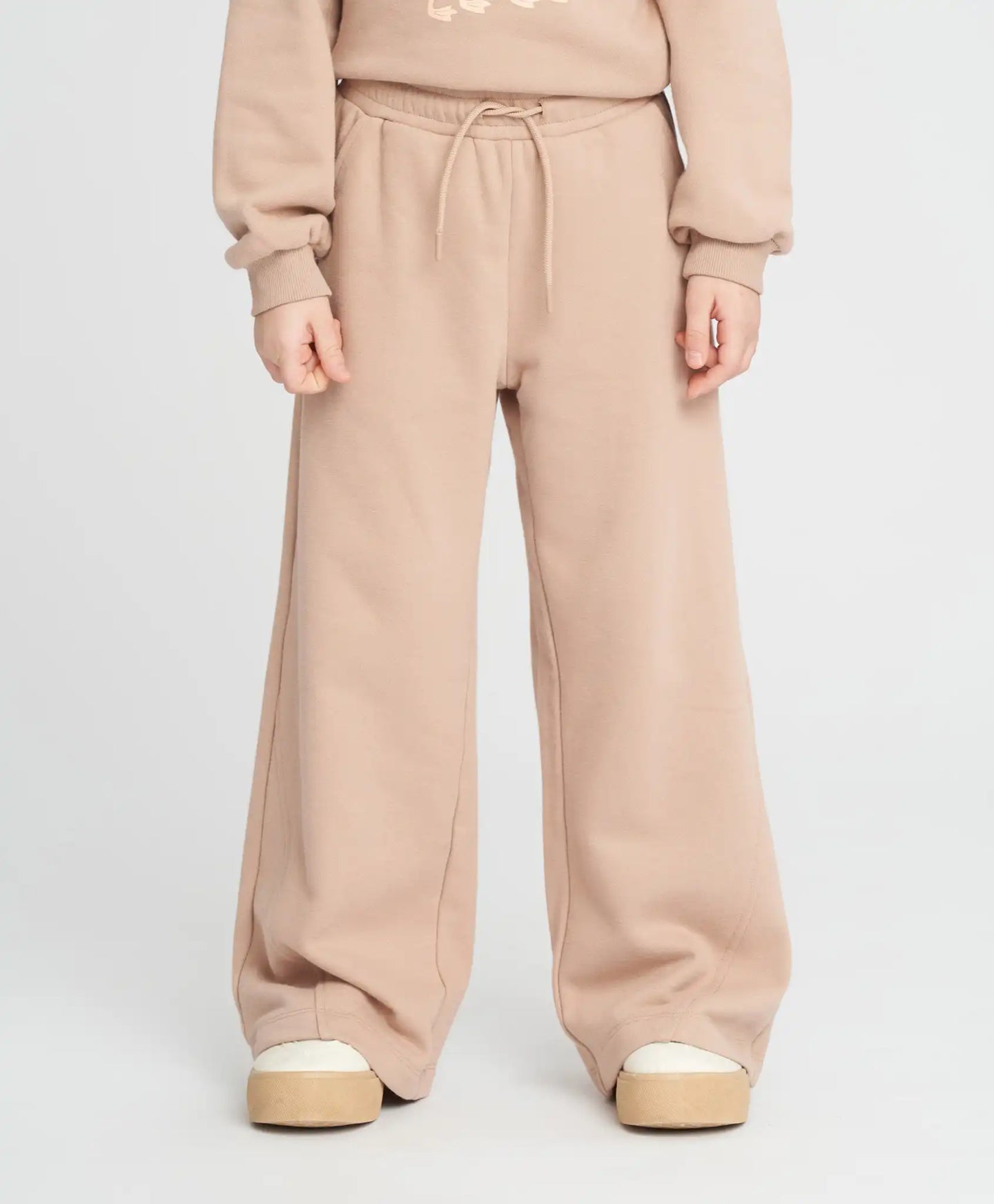 Pantaloni palazzo pentru fată, bej, cu talie elastică, Button Blue