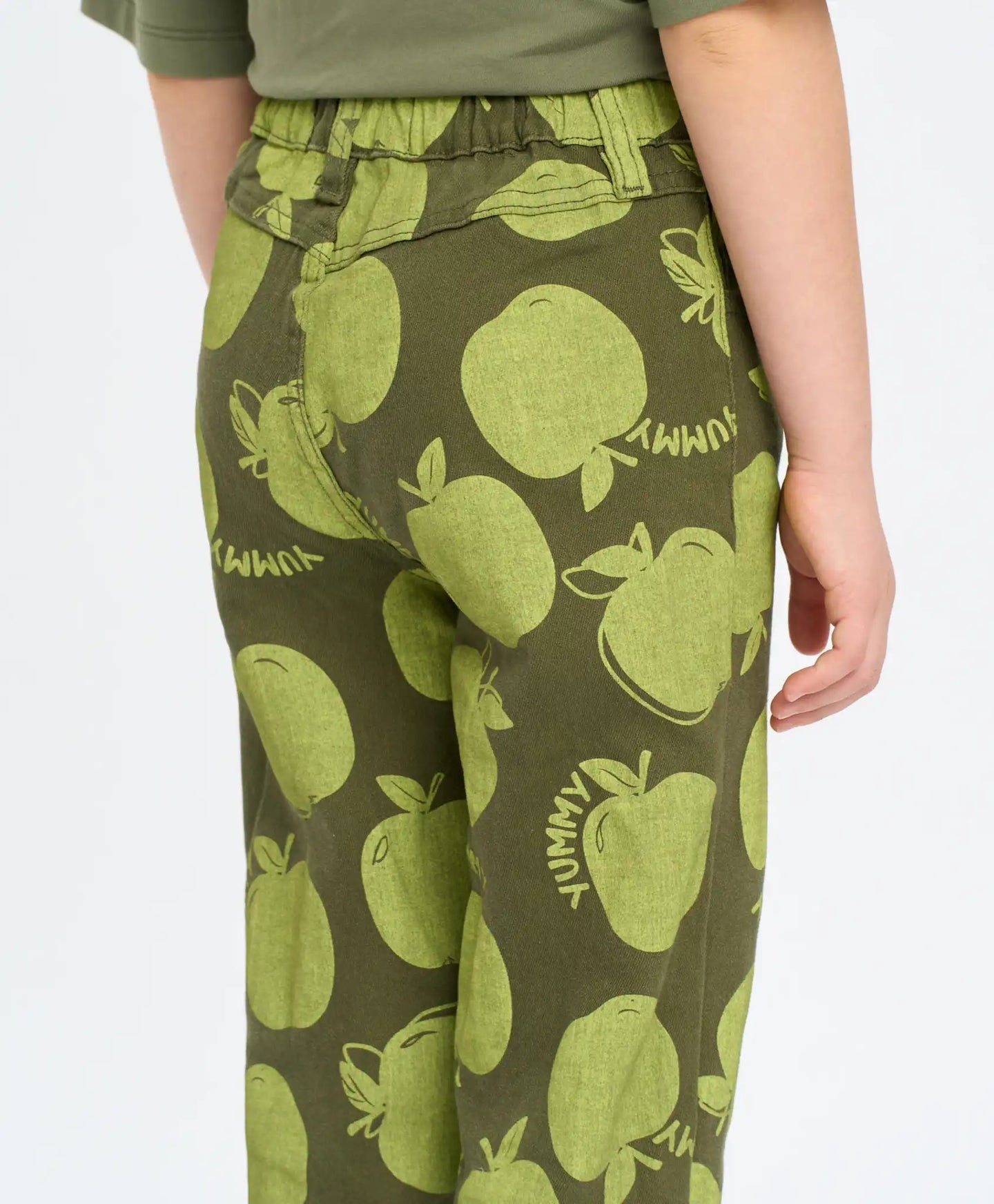 Blugi baggy pentru fată, verzi, cu efect de decolorare, Button Blue