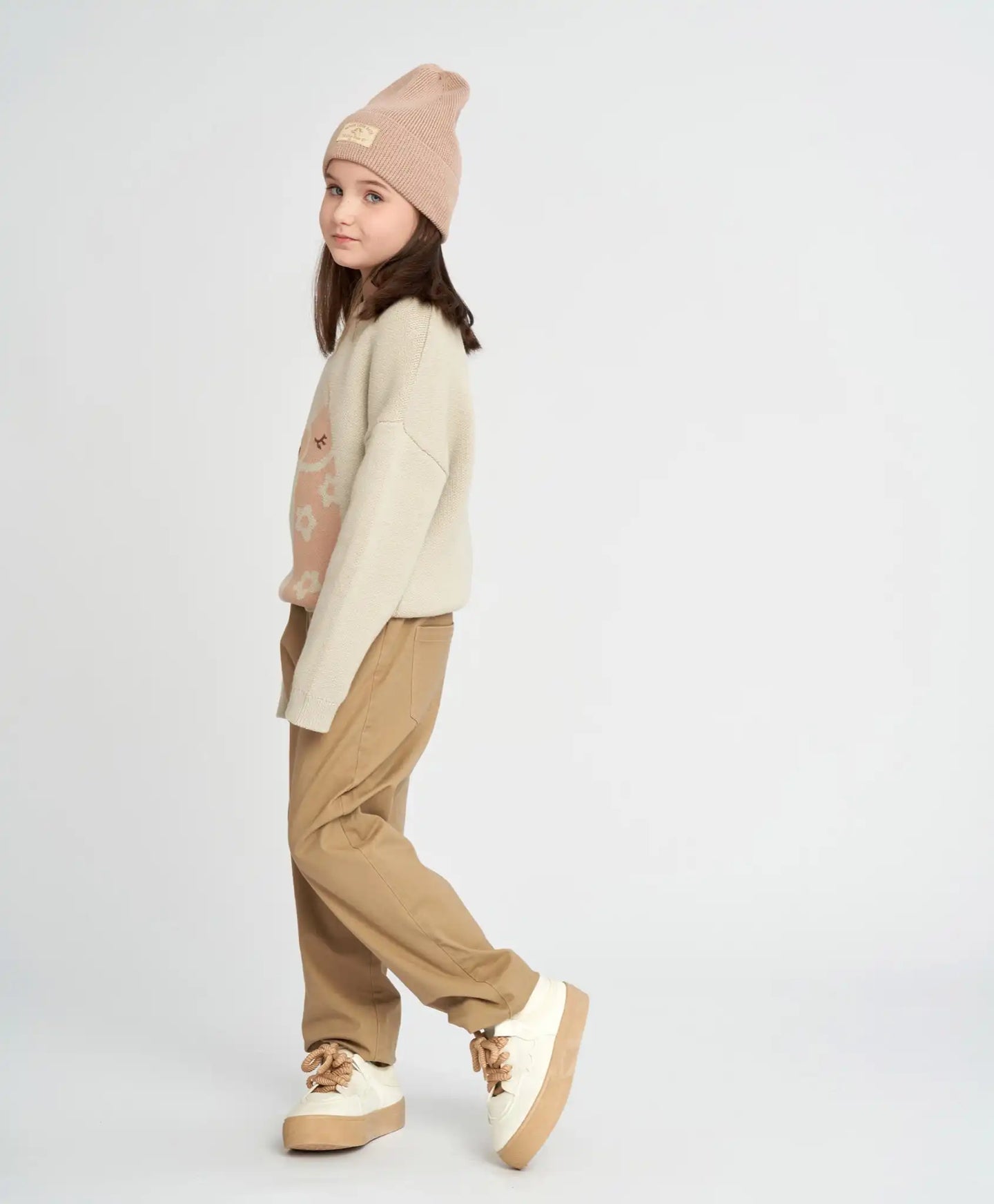 Pantaloni chino pentru copii, bej, cu buzunare, Button Blue