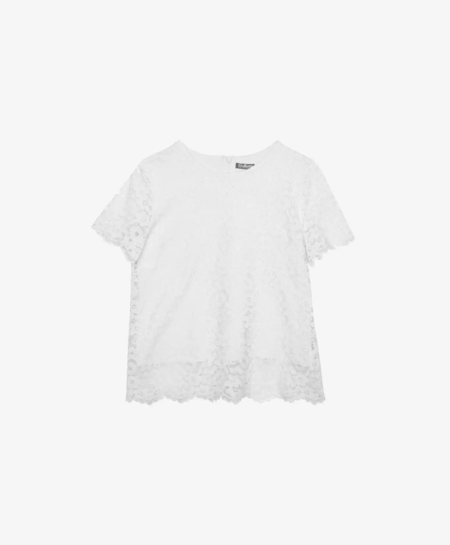 Bluză albă din dantelă cu mânecă scurtă, Gulliver