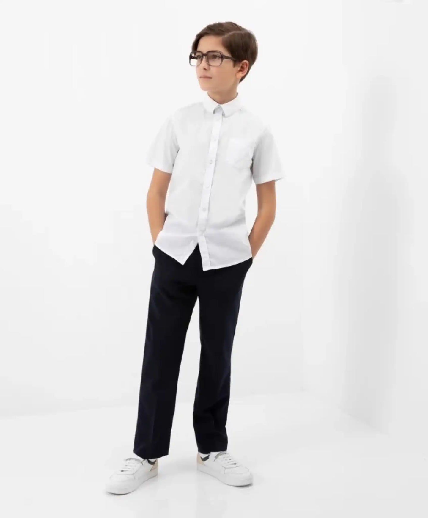 Cămașă clasică cu mâneci scurte albă de la Gulliver