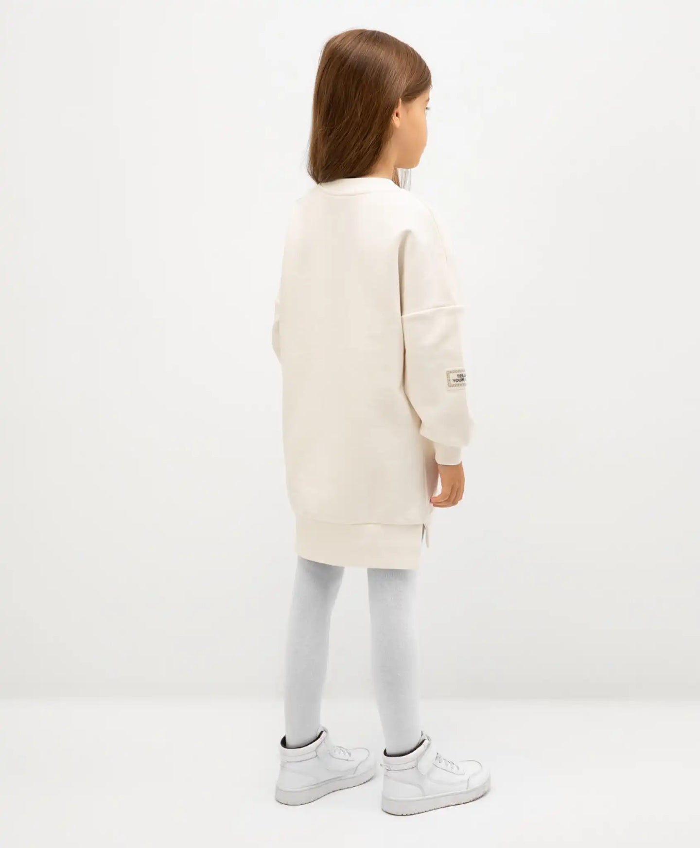 Rochie cu mâneci lungi și croială de pulover, culoare ivorie, de la Gulliver