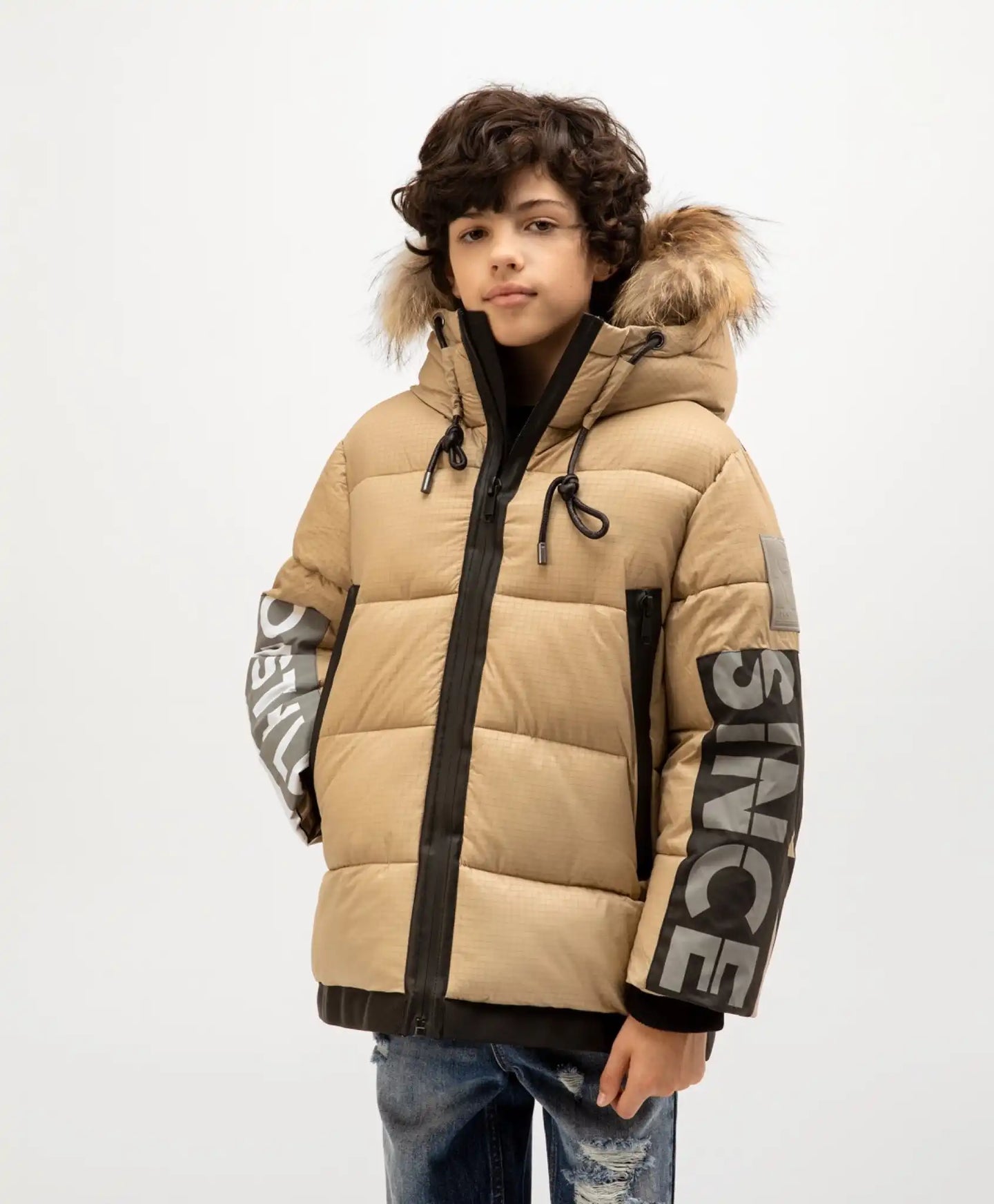 Geacă de iarnă bej cu elemente reflectorizante, Gulliver