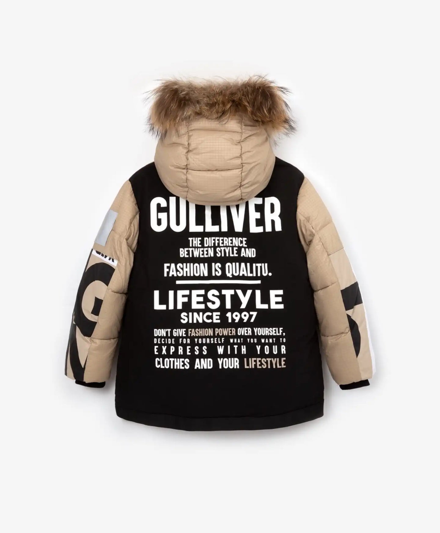 Geacă de iarnă bej cu elemente reflectorizante, Gulliver