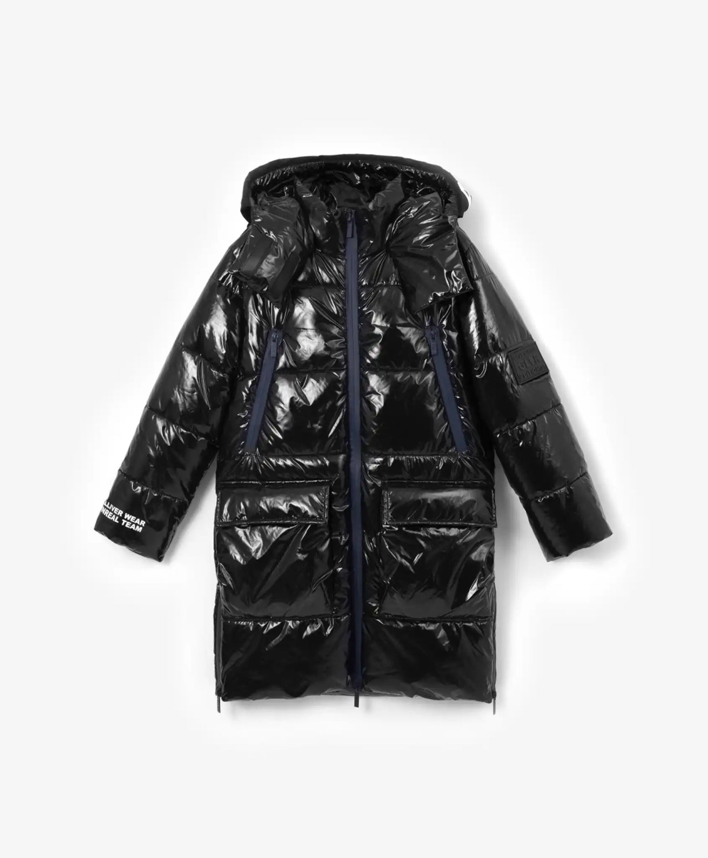 Trenci lucios, cu blană sintetică, albastru, Gulliver