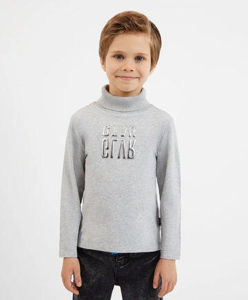 Bluză tricotată gri cu guler înalt, Gulliver