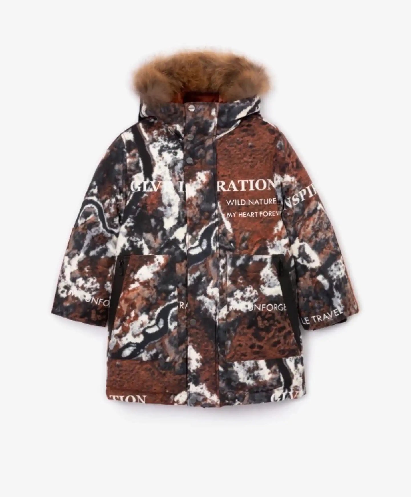 Palton semilung, din blană artificială multicolor, de la Gulliver