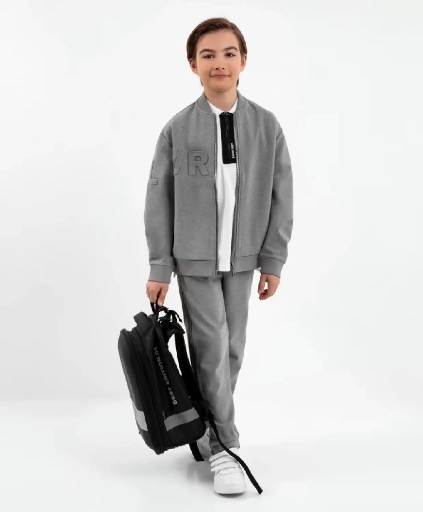 Hanorac melanj cu fermoar, gri, de la Gulliver