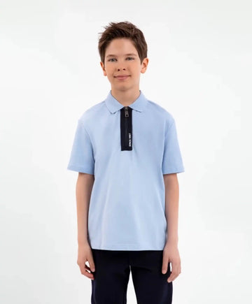 Polo din pique cu fermoar, albastru, Gulliver