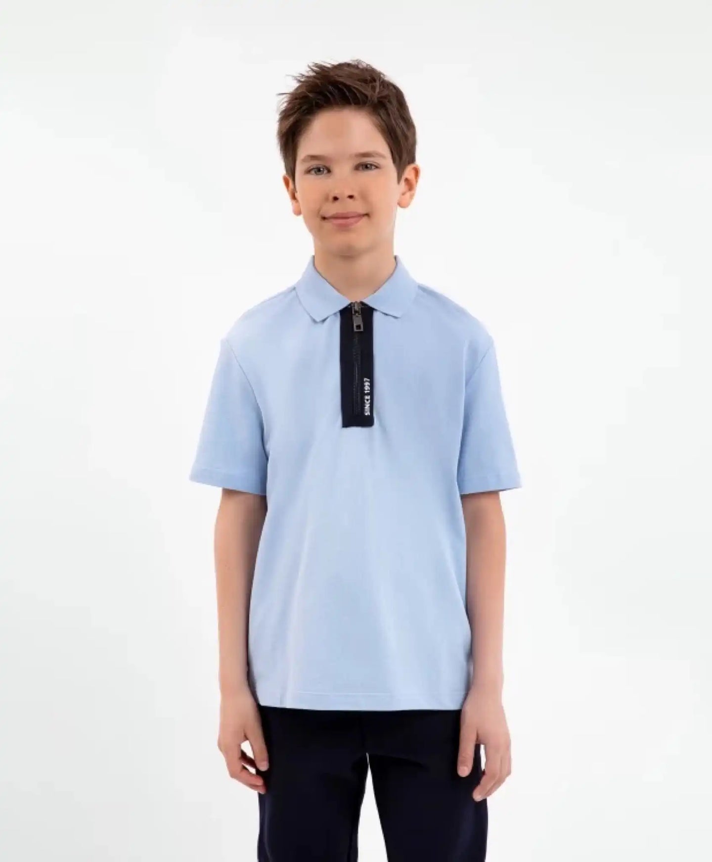 Polo din pique cu fermoar, albastru, Gulliver