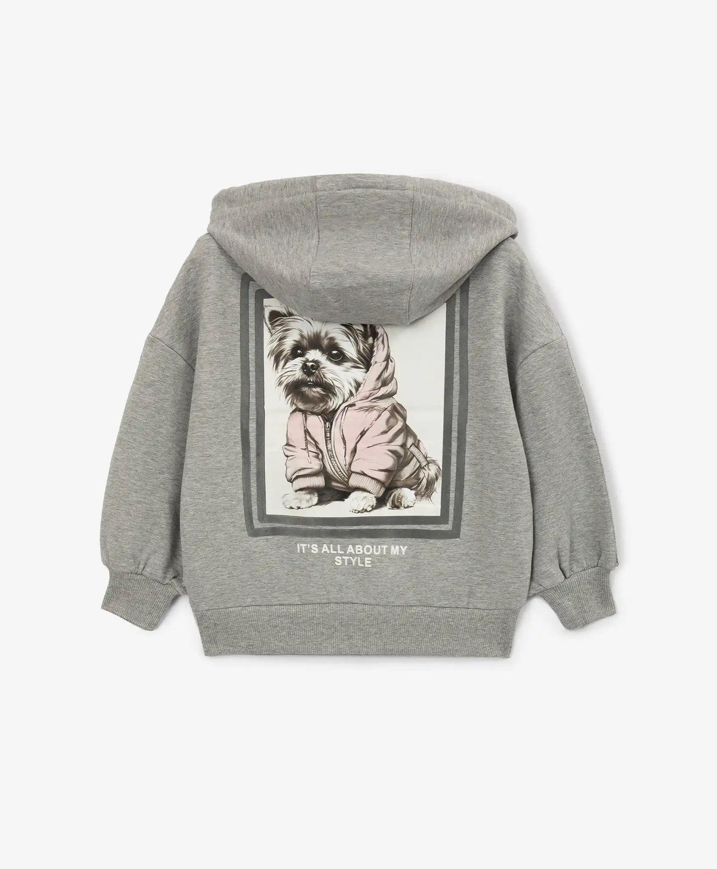 Hoodie deschis din material fleece cu imprimeu gri pentru fete Gulliver