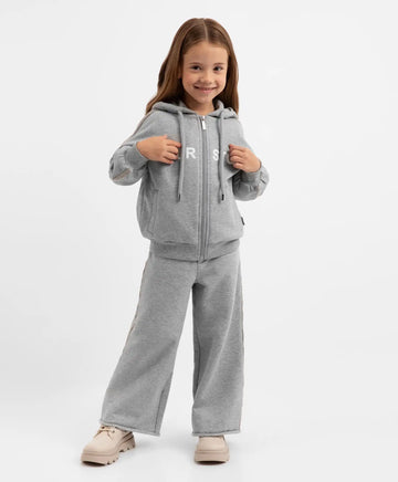 Pantaloni evazați din footer, gri, pentru fată, Gulliver