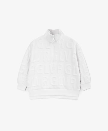 Hoodie cu guler înalt și fermoar din quilt alb pentru fete Gulliver